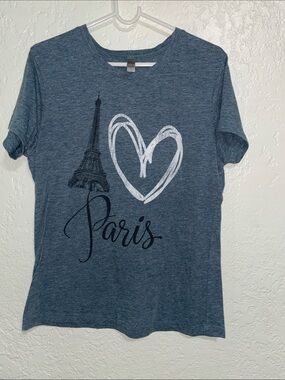 Next Level Apparel Blue Paris Heart Graphic Tee